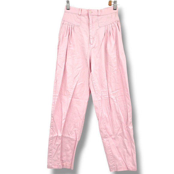 Averroe Women's Juniors High Rise Pleat Waist Taper Leg Pants Pink Size 9/10 - Picture 1 of 12
